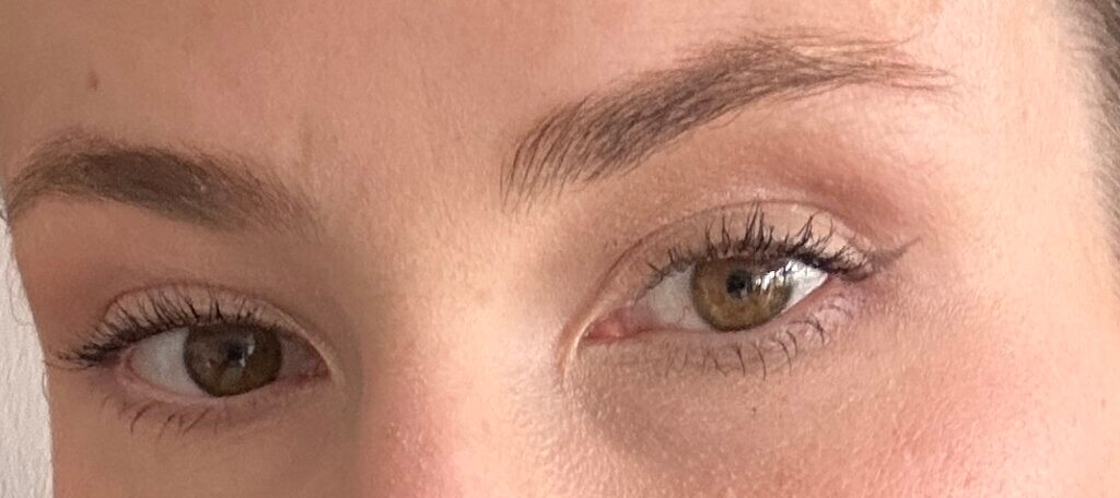 Vorher-Nacher Bild Wimpernserum Erfahrung meiner Wimpern nach 6 Wochen mit Wimpernserum